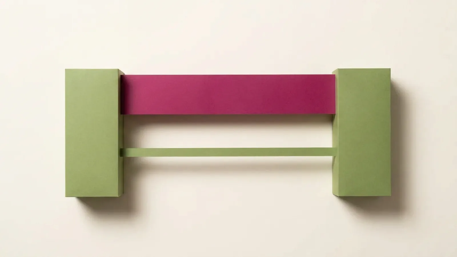 Paper-craft illustration of two spans bridging the same pair of piers, the upper one broad and thick, the other narrower running parallel below it